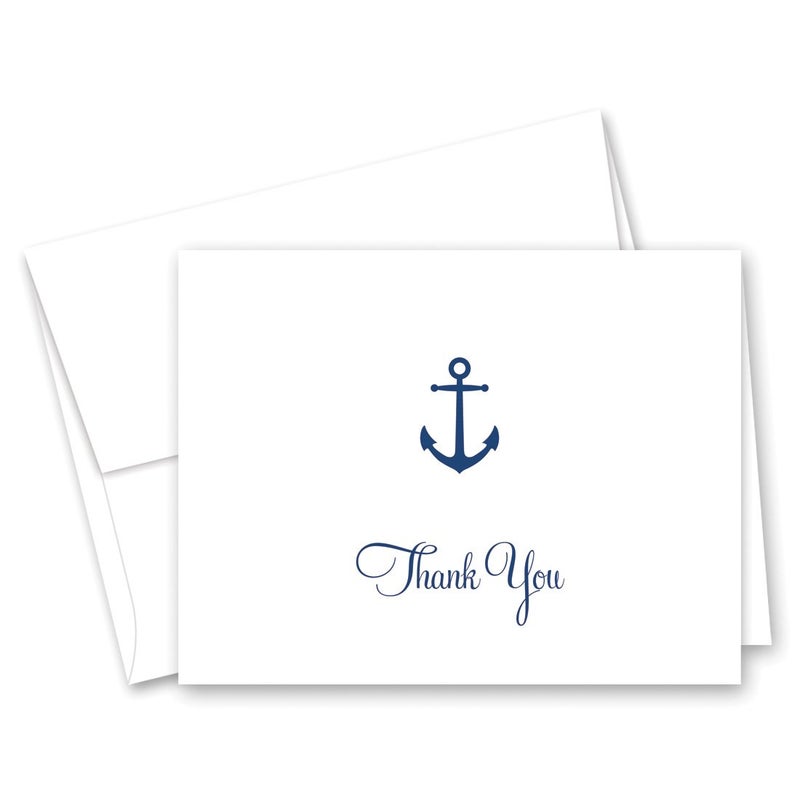 MyExpressioncom 50 Cnt Simple Navy Anchor Nautical Thank You Cards