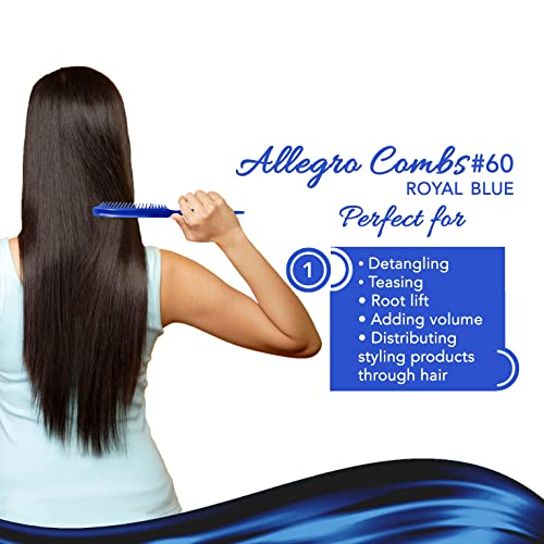Allegro Combs 60 Parting Three Row Combs Salon Hairstylist Hairdresser Detangle Combs For Natural Hair And Wigs For Curly Hair Made In The Usa 2 Pcs. (Royal Blue) - Image 4