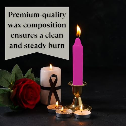 Vrinda® Set of 20-4" Mini Chime Ritual Spell Unscented Taper Candles – Ideal for Chime/Altar/Spell Work (Pink) - Image 5