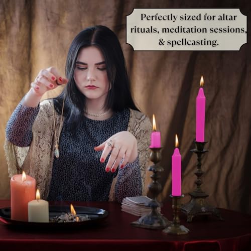 Vrinda® Set of 20-4" Mini Chime Ritual Spell Unscented Taper Candles – Ideal for Chime/Altar/Spell Work (Pink) - Image 4