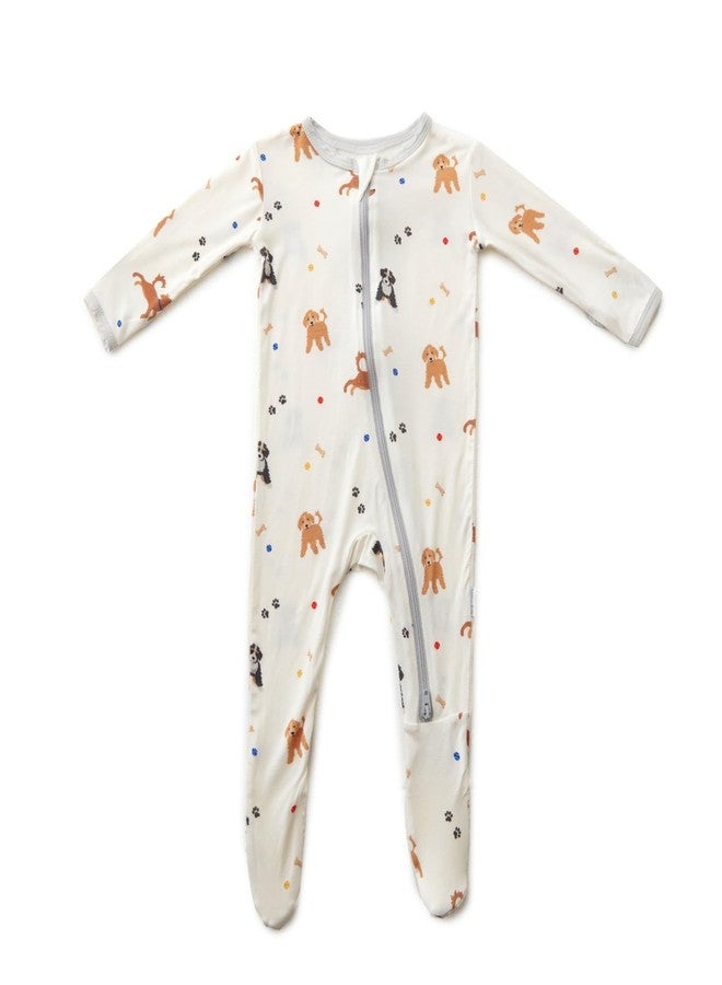 Bamboo Little Soft Baby Footie Pajamas, Baby Clothes, Newborn Sleepers, 95% Viscose and 5% Spandex, 0-24 Months, Dog, 3-6 Months - Image 1