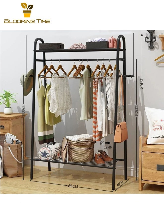 BLOOMING TIME Coat Rack Simple Drying Rack Floor-to-ceiling Household Bedroom Single And Double Pole Type Cool Drying Clothes Pole Balcony Hanging Clothes Rack, Black - Image 4
