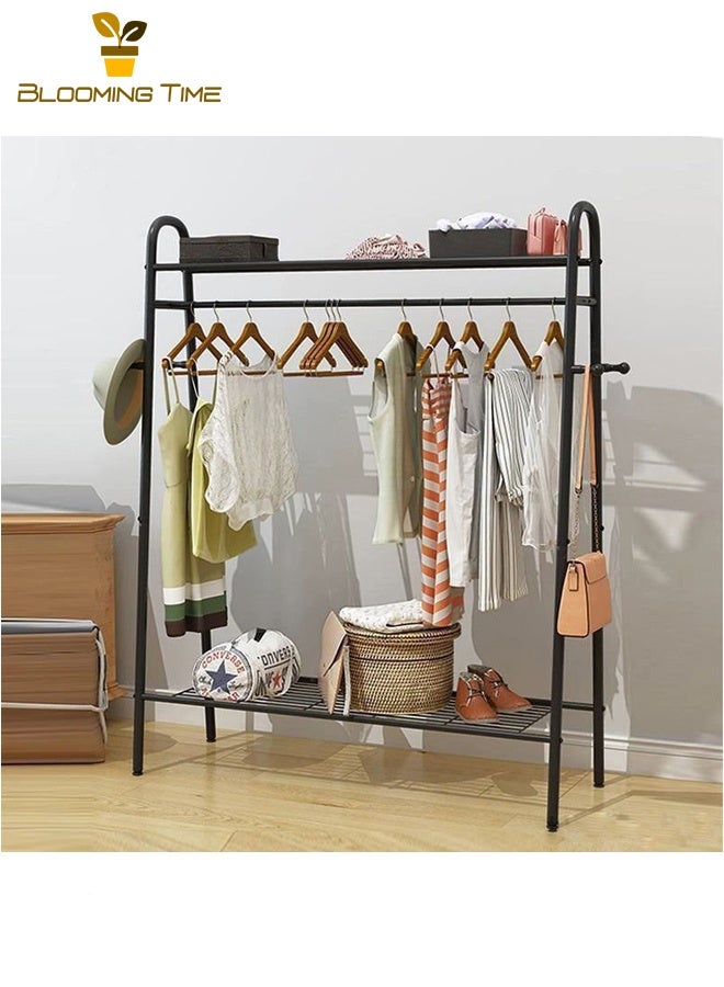 BLOOMING TIME Coat Rack Simple Drying Rack Floor-to-ceiling Household Bedroom Single And Double Pole Type Cool Drying Clothes Pole Balcony Hanging Clothes Rack, Black - Image 2
