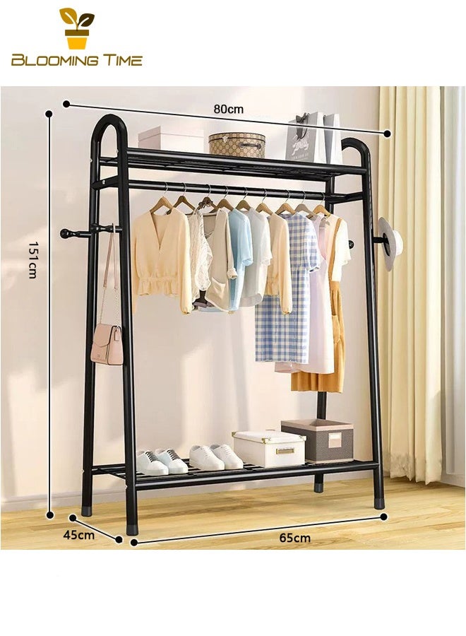 BLOOMING TIME Coat Rack Simple Drying Rack Floor-to-ceiling Household Bedroom Single And Double Pole Type Cool Drying Clothes Pole Balcony Hanging Clothes Rack, Black - Image 3