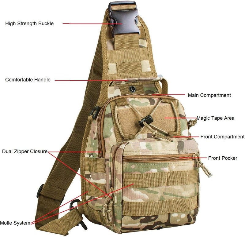 FAMI Outdoor Tactical Bag Backpack, Military Sport Bag Pack Sling Shoulder Backpack Tactical Satchel for Every Day Carry (CP) - Image 3
