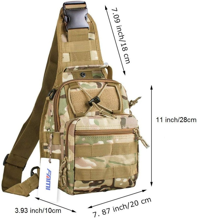FAMI Outdoor Tactical Bag Backpack, Military Sport Bag Pack Sling Shoulder Backpack Tactical Satchel for Every Day Carry (CP) - Image 2