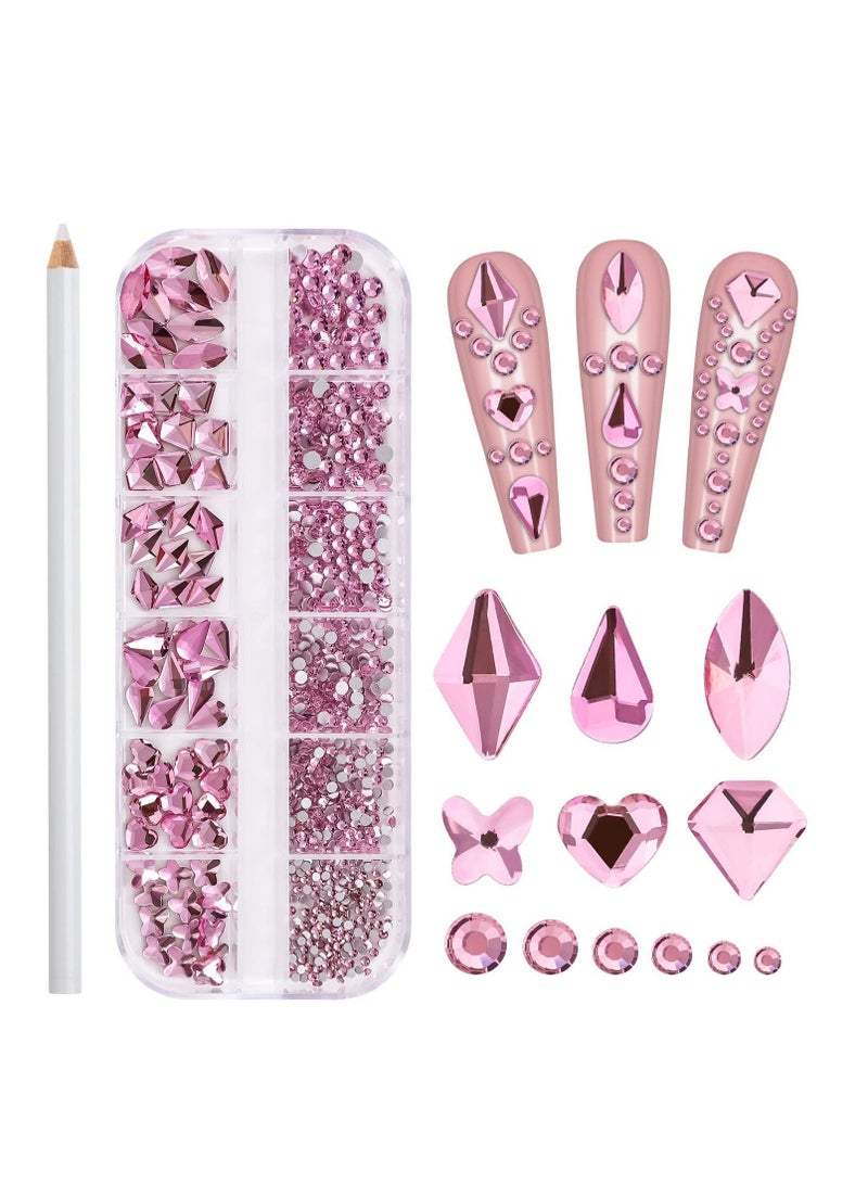 KASTWAVE Nail Rhinestones Nail Art Gemstones, 660PCS 3D Multi Shapes Flatback Nail Crystals Diamonds for Nail Design, Sparkle Nail Beads with Wax Pen for DIY Craft Makeup Dressup Manicure Decoration - Image 1