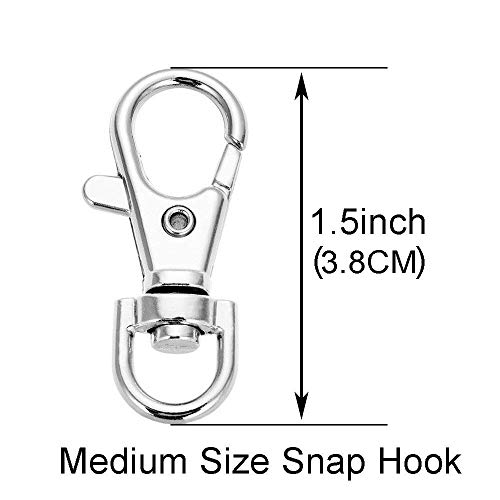 SAMLOO 5 Set Key Chain Key Rings Metal Swivel Clasps Snap-On Keychain Ring Hook Spring Clip Snap Hook Lobster Clasp for Keys, Lanyards Jewelry Findings, Round Edged - Image 2