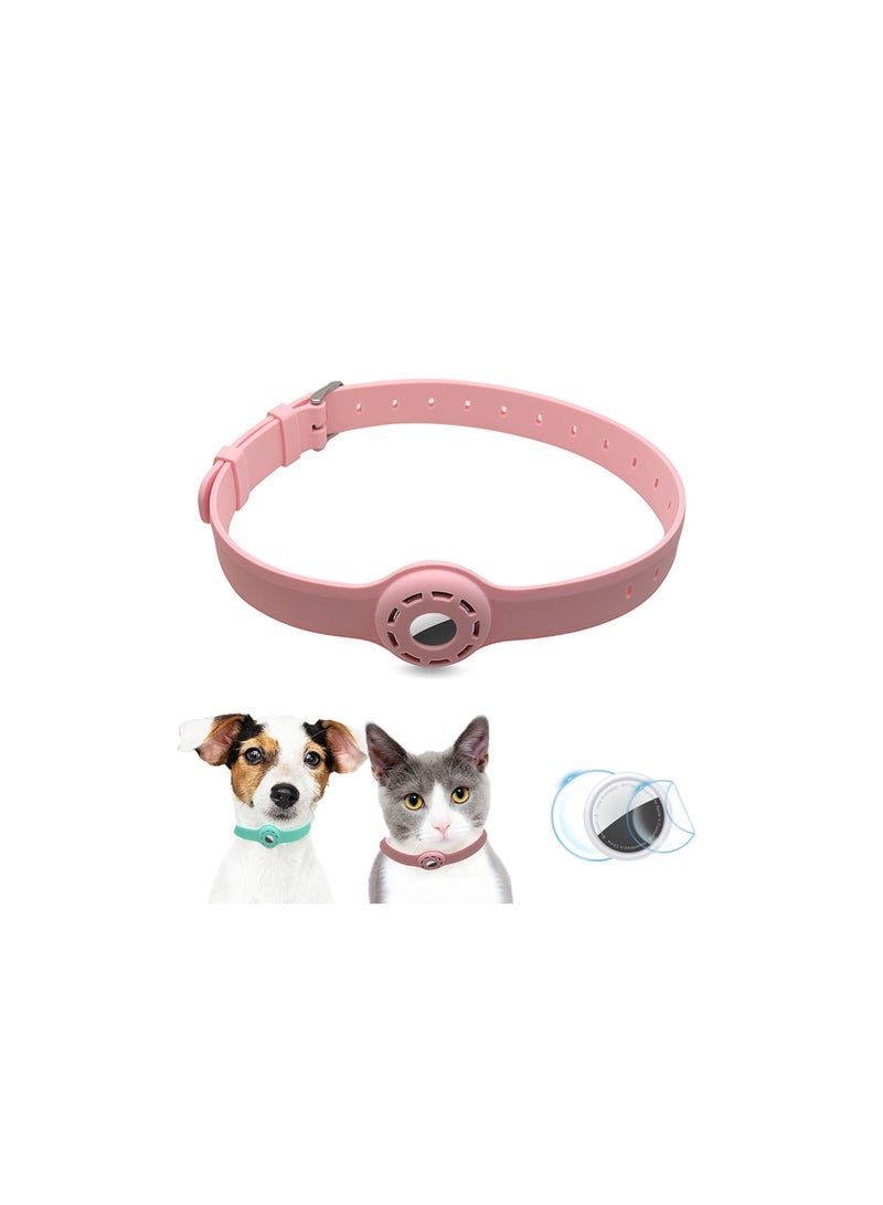 XICEN Airtag Dog Collar Holder Airtag Collar 9-19.5inch Soft Silicone Dog Collars(Pink) - Image 1