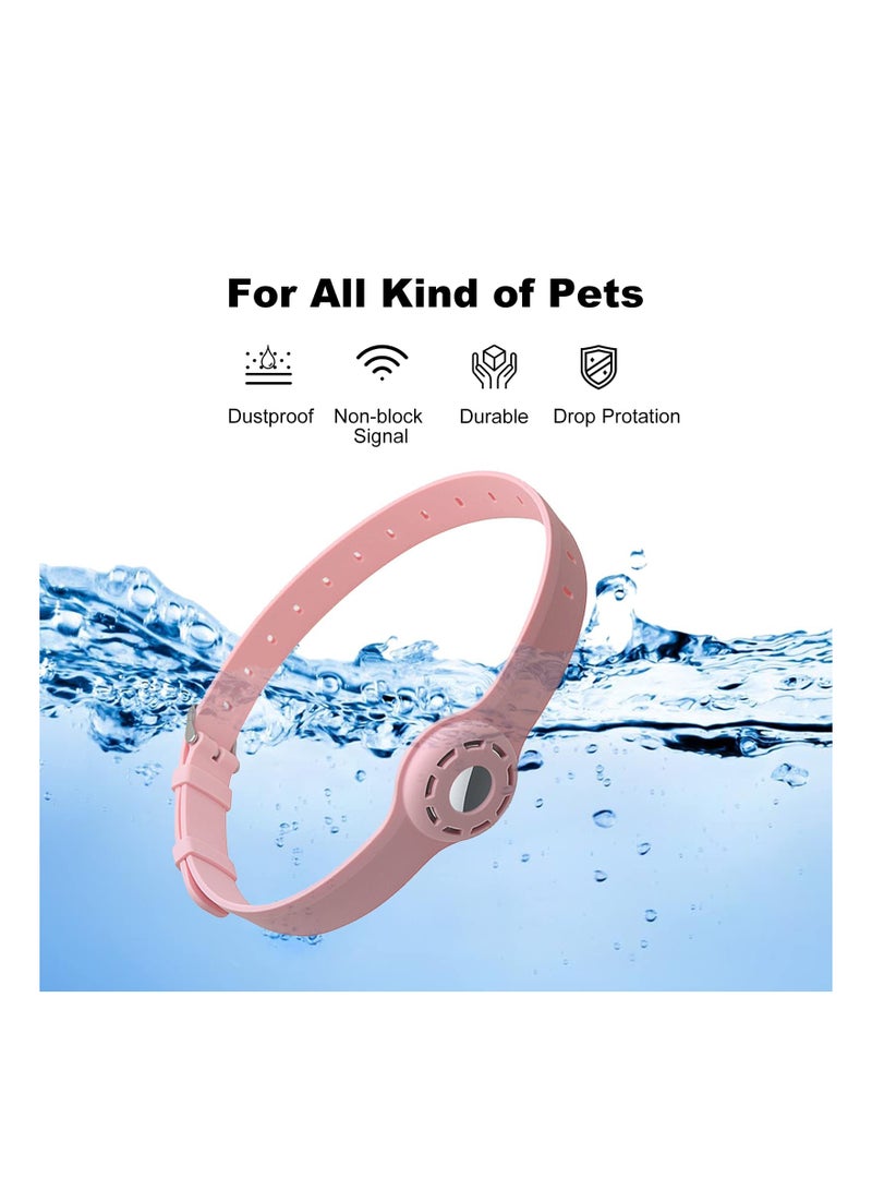XICEN Airtag Dog Collar Holder Airtag Collar 9-19.5inch Soft Silicone Dog Collars(Pink) - Image 3