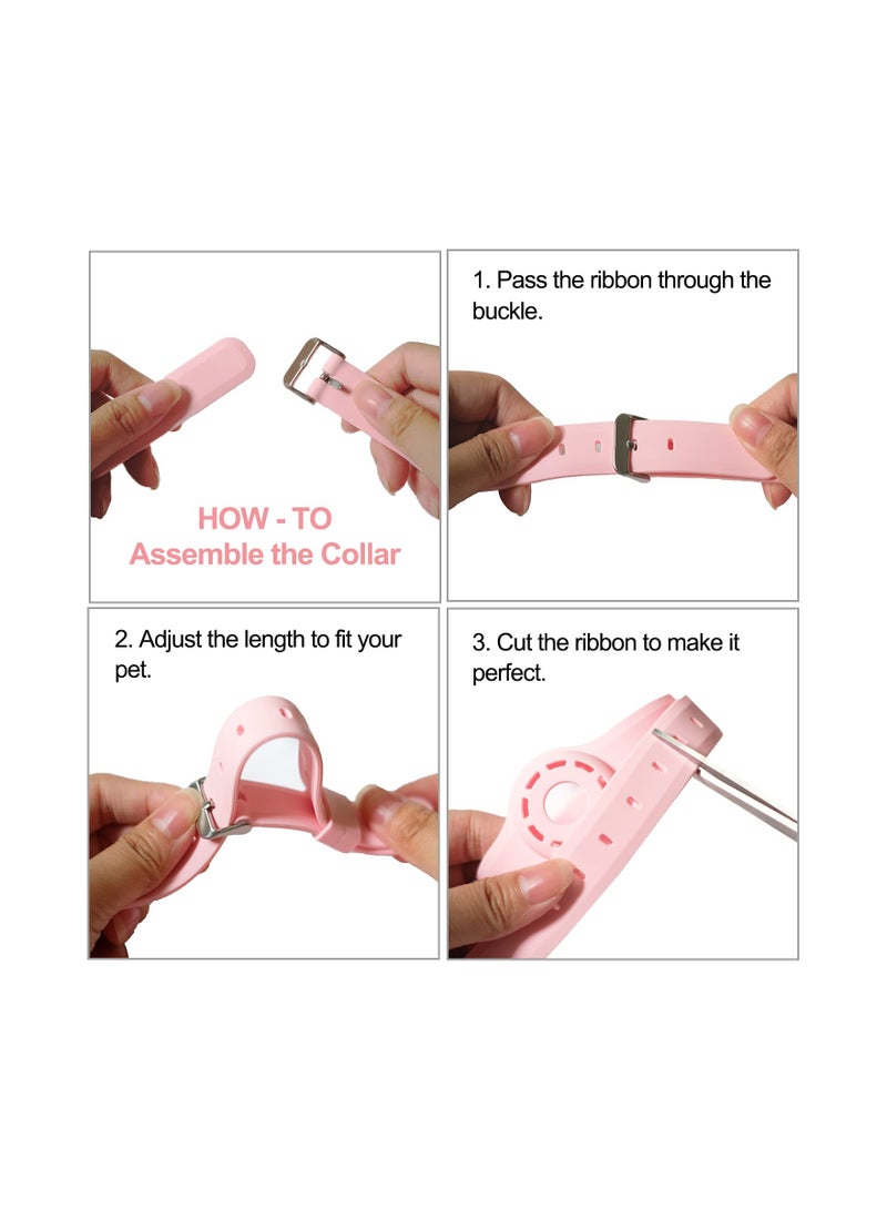 XICEN Airtag Dog Collar Holder Airtag Collar 9-19.5inch Soft Silicone Dog Collars(Pink) - Image 2