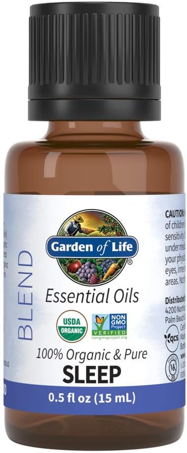 Garden of Life Garden of Life Essential Oils, 100% Organic and Pure Lavender Essential Oil Plus Ylang Ylang & Chamomile - Sleep Blend for Diffusers, Home, Skin & Body Care - Calming, Relaxing, Peaceful, 0.5 fl oz 