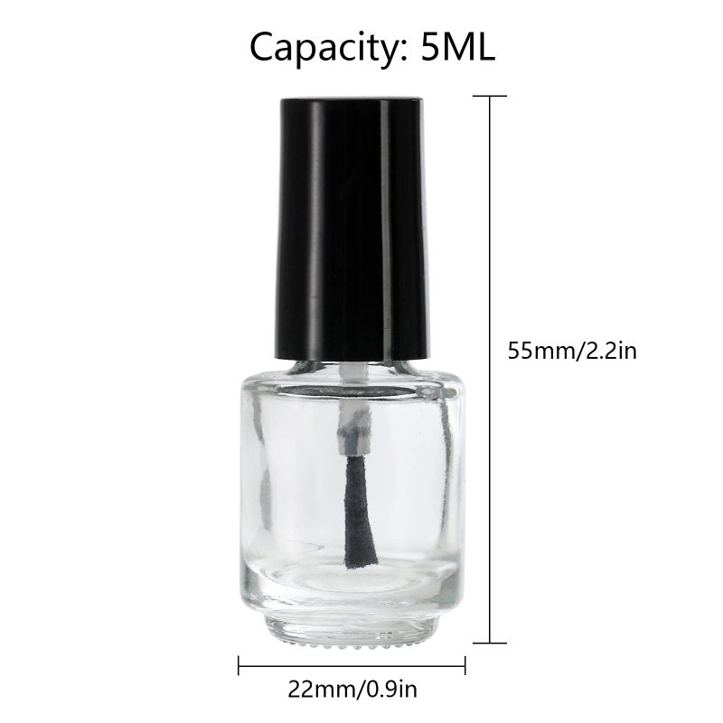 ZENFUN 50 Pack 5 ml Empty Nail Polish Bottles with Brush Cap, Clear Nail Polish Containers with 6 Funnel in Bulk, Glass Refillable Nail Bottles for Nail Art, Samples - Image 2