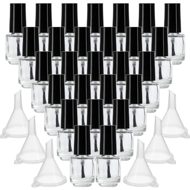 ZENFUN 50 Pack 5 ml Empty Nail Polish Bottles with Brush Cap, Clear Nail Polish Containers with 6 Funnel in Bulk, Glass Refillable Nail Bottles for Nail Art, Samples - Image 1