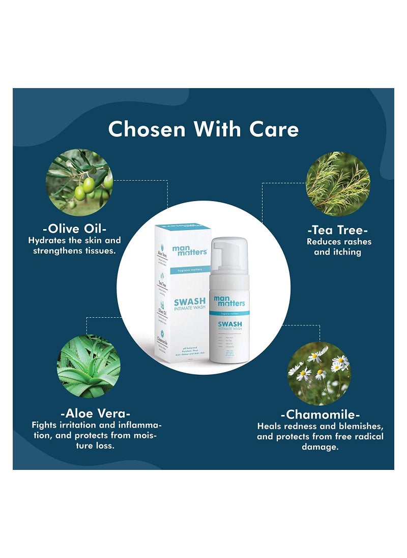 Man Matters - Anti Bacterial Anti Itch Anti Odour Better Private Parts Hygiene PH Balanced Intimate Hygiene Wash 120ml With Aloe Vera Tea Tree Pack Of 2 - Image 1