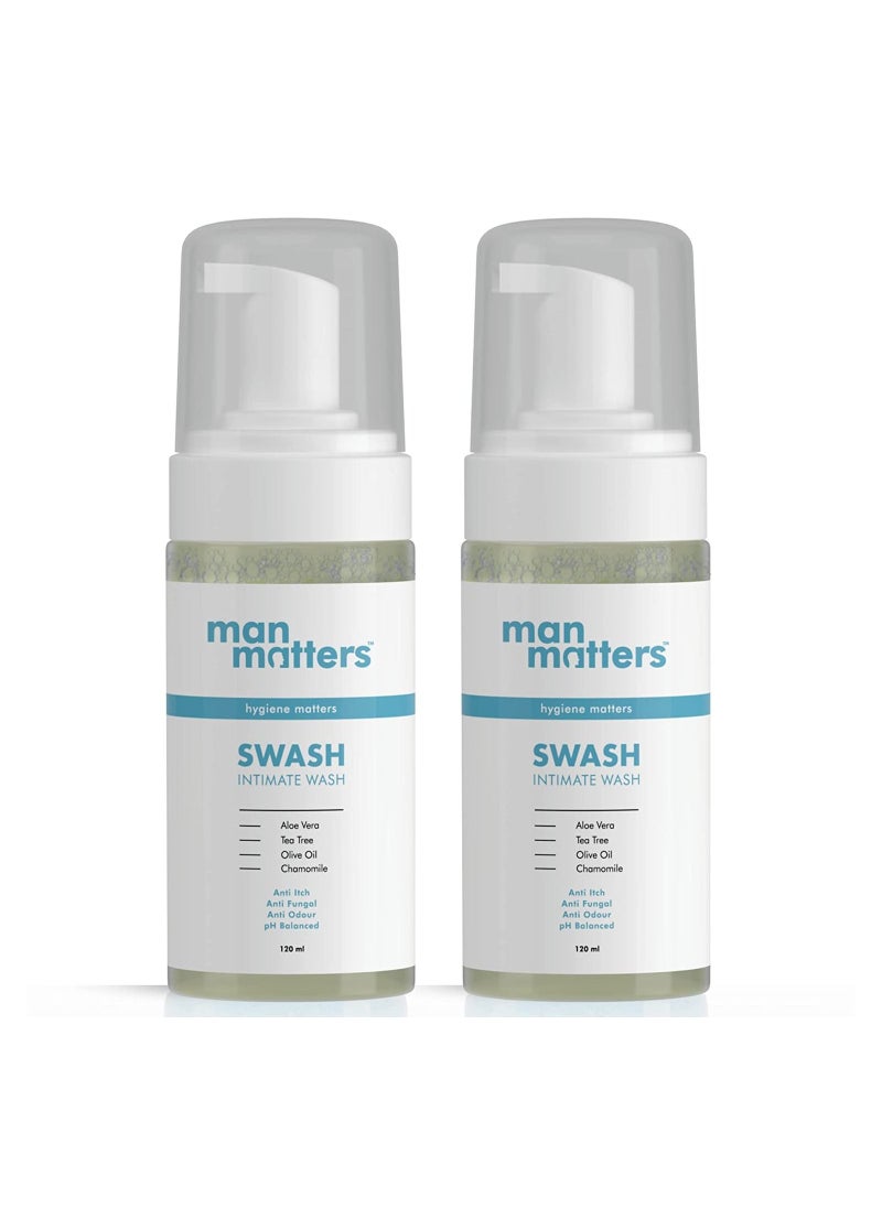 Man Matters - Anti Bacterial Anti Itch Anti Odour Better Private Parts Hygiene PH Balanced Intimate Hygiene Wash 120ml With Aloe Vera Tea Tree Pack Of 2 - Image 1