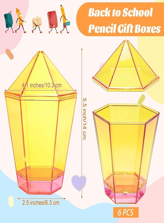 Aneco 6 Piece Pencil Gift Boxes Back to School Pencil Containers for Teachers Gifts Candy Popcorn Holders Bulk Bags Party Favor for Teacher Appreciation Gifts School Classroom Decoration - Image 2