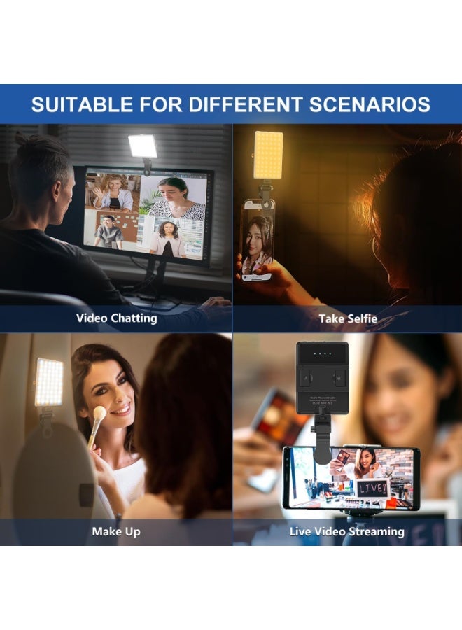 إضاءة سيلفي قابلة للشحن بـ120 لمبة LED – مشبك أمامي وخلفي، 3 أوضاع إضاءة، من 2500K إلى 9000K – للهواتف، الآيباد، اللابتوب، البث المباشر والمكياج - Image 5