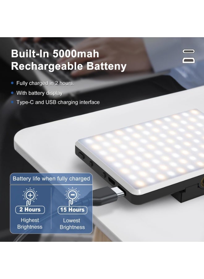 إضاءة سيلفي قابلة للشحن بـ120 لمبة LED – مشبك أمامي وخلفي، 3 أوضاع إضاءة، من 2500K إلى 9000K – للهواتف، الآيباد، اللابتوب، البث المباشر والمكياج - Image 3