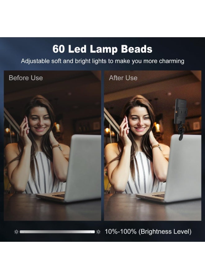 إضاءة سيلفي قابلة للشحن بـ120 لمبة LED – مشبك أمامي وخلفي، 3 أوضاع إضاءة، من 2500K إلى 9000K – للهواتف، الآيباد، اللابتوب، البث المباشر والمكياج - Image 2