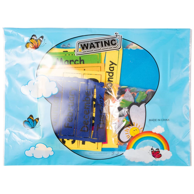 WATINC My First Daily Calendar Felt-Board for Kids 3.5Ft 70Pcs All About Today Funky Frog Weather Season Chart Days of The Week Circle Time Bulletin Board Preschool Early Learning Play Kit for Wall - Image 5