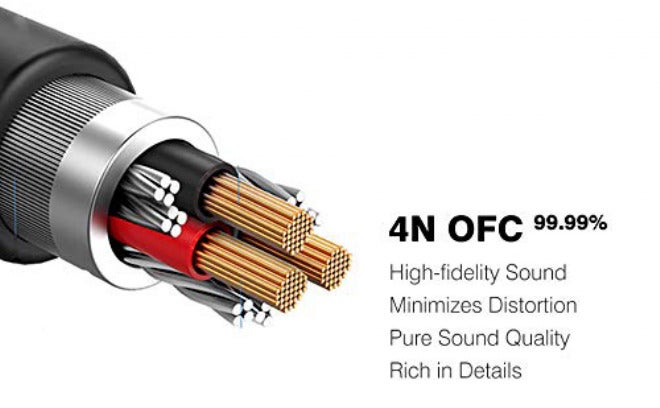 DUKABEL Top Series Long Audio Cable 16 Feet (5 Meters) - Shielded Aux Cable Cord 3.5mm Male to Male Stereo Auxiliary Cable Cord/Crystal-Nylon Braided / 24K Gold Plated / 99.99% 4N OFC Conductor - Image 4