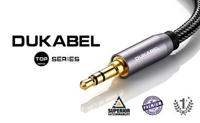 DUKABEL Top Series Long Audio Cable 16 Feet (5 Meters) - Shielded Aux Cable Cord 3.5mm Male to Male Stereo Auxiliary Cable Cord/Crystal-Nylon Braided / 24K Gold Plated / 99.99% 4N OFC Conductor - Image 5