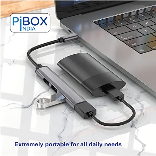 Pibox India USB-C Hub - USB 3.0 Multi-port 4 Port Adapter - USB-C to USB-A Hub - For MacBook Pro, iMac 2021 - Aluminum Alloy, Gray - Image 5