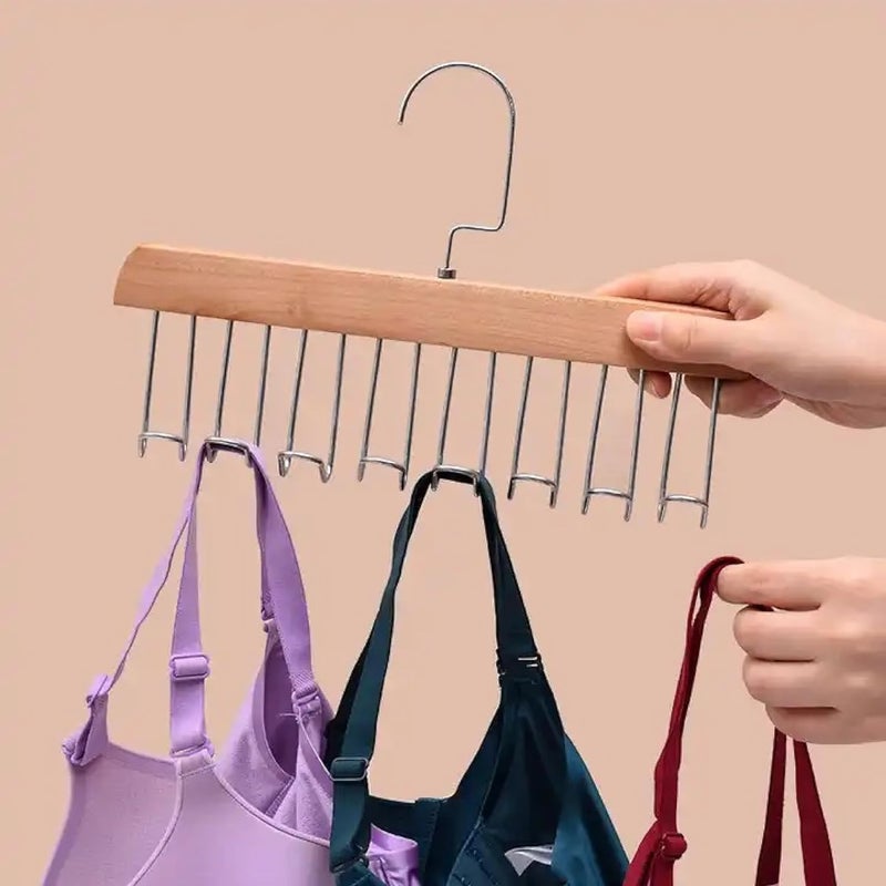 VYATIRANG VYATIRANG AntiSlip Multi Hook Coat Rack Multifunctional NonSlip Storage Hangers with 8 Hooks 360 Degree Swivel Wooden Belt Hanger for Home Closet Clothing Storage Organization Pack OF1  - Image 2