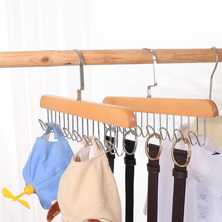 VYATIRANG VYATIRANG AntiSlip Multi Hook Coat Rack Multifunctional NonSlip Storage Hangers with 8 Hooks 360 Degree Swivel Wooden Belt Hanger for Home Closet Clothing Storage Organization Pack OF1  - Image 3