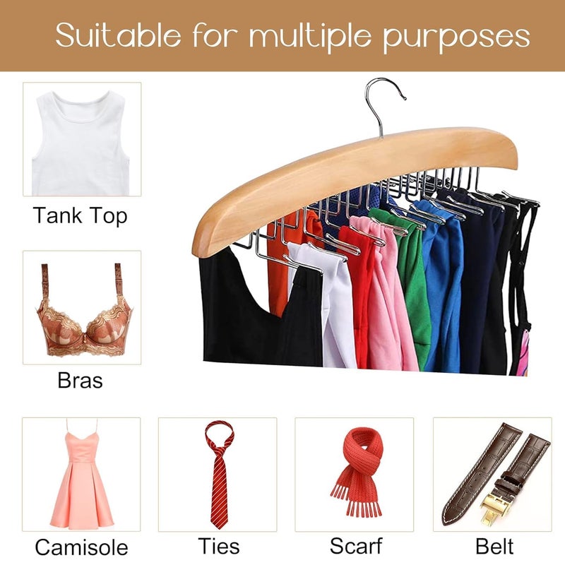 VYATIRANG VYATIRANG AntiSlip Multi Hook Coat Rack Multifunctional NonSlip Storage Hangers with 8 Hooks 360 Degree Swivel Wooden Belt Hanger for Home Closet Clothing Storage Organization Pack OF1  - Image 5
