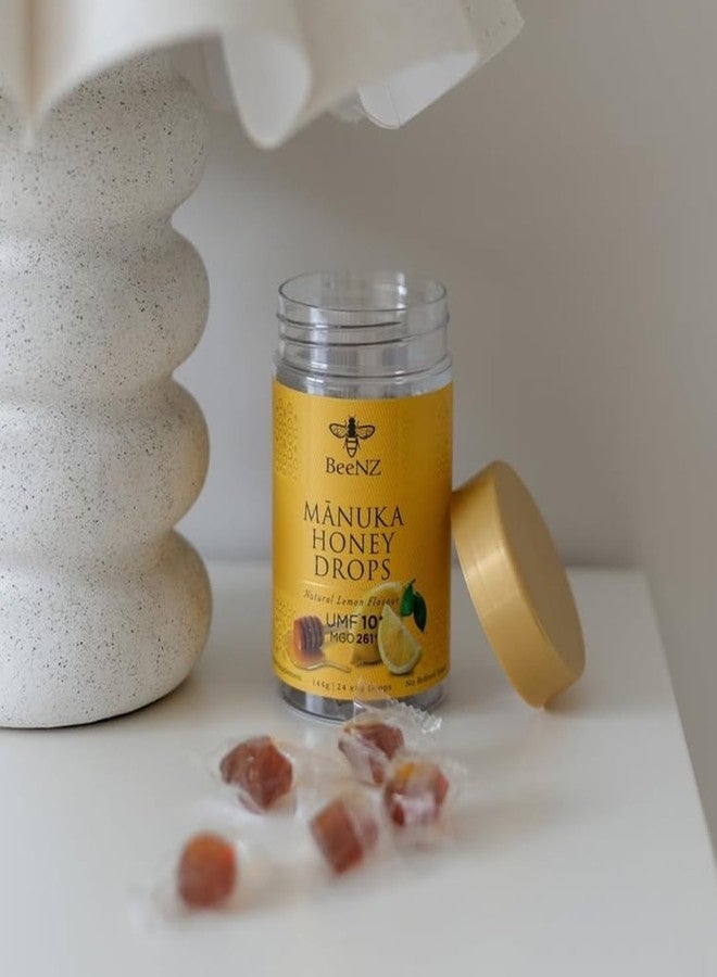 BeeNZ Manuka Honey Drops, UMF 10+, MGO 263+, Natural Lemon Flavor, with Eucalyptus Oil and Menthol, 24 Individually Wrapped Drops - Image 2