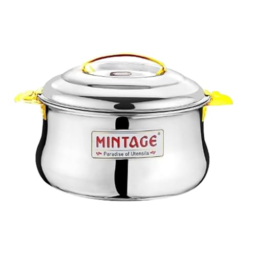 Mintage Casserole For Roti Hot Case | Casserole Set 2700ml |Casseroles Stainless Steel |Dolphin Hot Case Hot Pot/Food Grade | Serving Bowl Rice-Gravy-Curry/Hot Box-Steel Lid |Hot Pot Tiffin Box office - Image 1