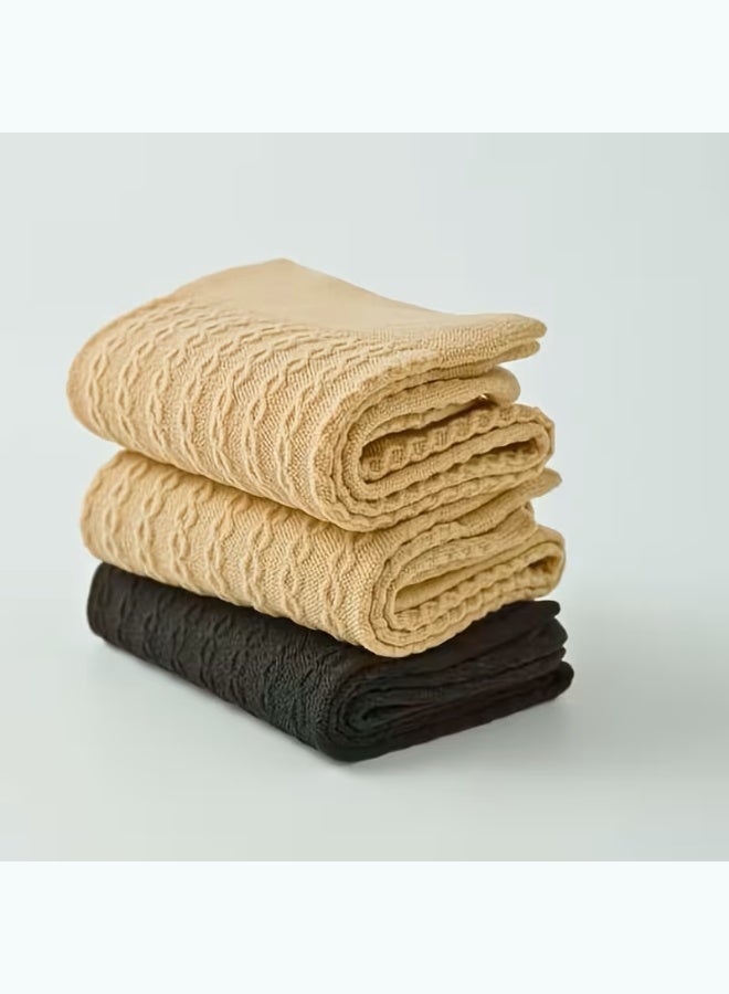 Perfectory Ribbed Anti-Slip Socks 3 Pairs | 100% Polyester- Black - Image 3