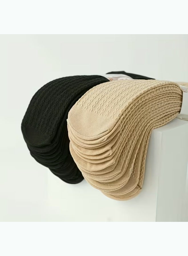 Perfectory Ribbed Anti-Slip Socks 3 Pairs | 100% Polyester- Black - Image 4