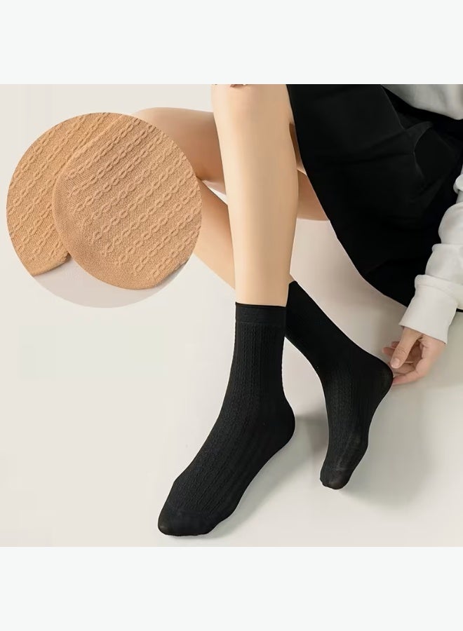 Perfectory Ribbed Anti-Slip Socks 3 Pairs | 100% Polyester- Black - Image 2