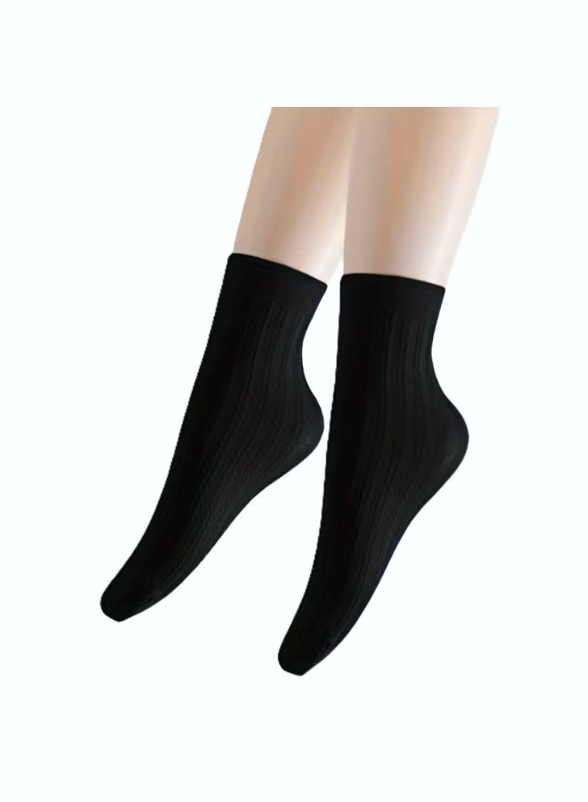 Perfectory Ribbed Anti-Slip Socks 3 Pairs | 100% Polyester- Black - Image 1