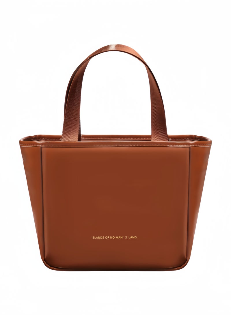 nihao New Large Capacity Insulated Bag Waterproof Insulated Aluminum Foil Portable Lunch Box Lunch Bag Women Insulated Bag - 10L Women Lunch Tote Bag Work, Pu Lunch Bag Cooler Bag - Brown , 31*14*20 CM  - Image 1
