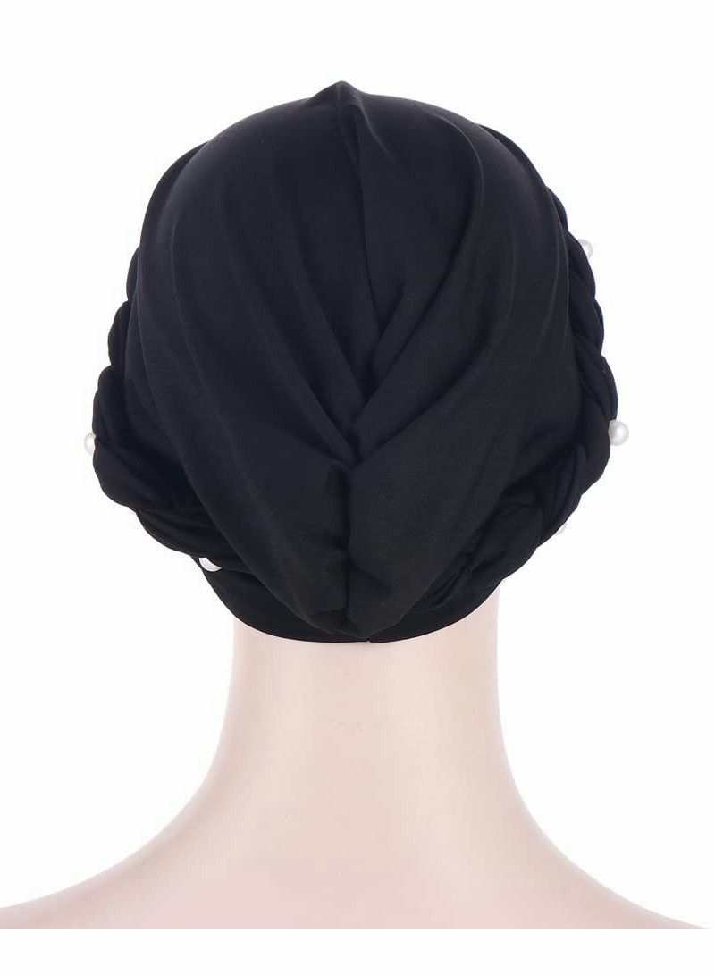 Y&D Women's Bandana Beaded Braided Hat Head Scarf Cancer for Women Chemotherapy Beanie Headwear 2Pcs  - Image 4