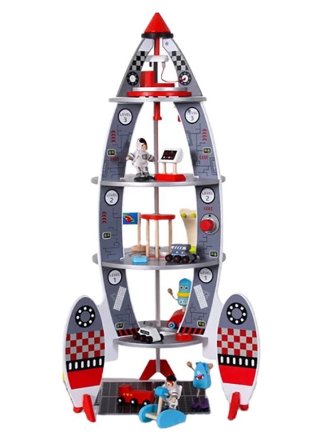 Children's Pretend Play Space Rocket Model Toy Boys Simulation Assembled Wooden Model Toy For Preschool Kids - Image 1