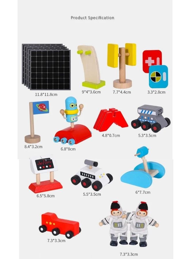Children's Pretend Play Space Rocket Model Toy Boys Simulation Assembled Wooden Model Toy For Preschool Kids - Image 5