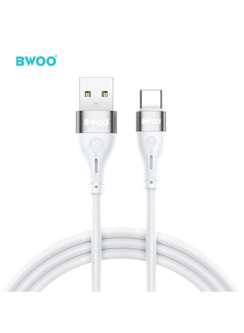بوو كابل بيانات شحن سريع من USB-A إلى Type-C، أبيض - Image 1
