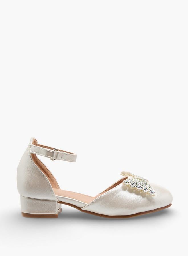 Flora Bella By Shoexpress Flora Bella Girls Embellished Bow Ballerina With Block Heel - Image 3