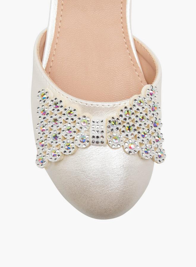 Flora Bella By Shoexpress Flora Bella Girls Embellished Bow Ballerina With Block Heel - Image 4