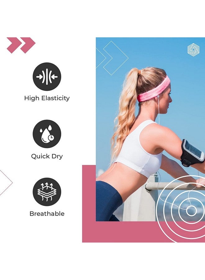 بولد فيت عصابة رأس رياضية Boldfit للرجال والنساء - عصابة رأس رياضية للتمرين والجري، قابلة للتنفس، غير قابلة للانزلاق، عصابات رأس للعرق للشعر الطويل (وردي) - Image 5