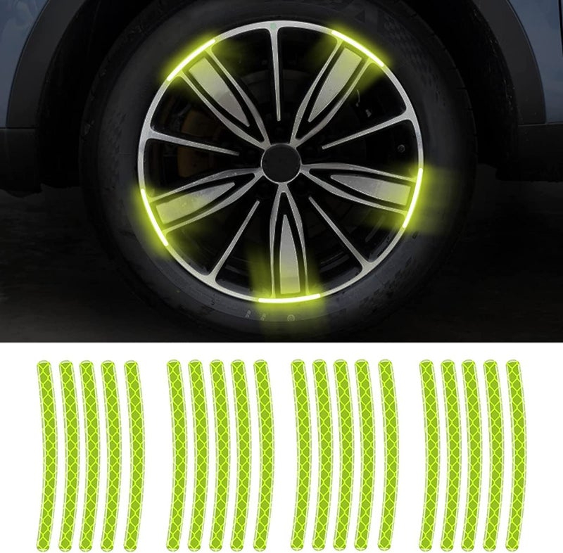 IDEA CHASERS Reflective Car Wheel Hub Stickers – Luminous Tire Rim Stripes for Safety & Decoration - Reflective Wheel Rim Stickers Night Reflective Tape -Universal Fit for Cars (Light Green - 20 Pcs) - Image 5