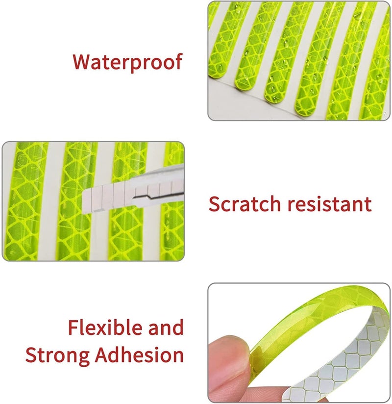 IDEA CHASERS Reflective Car Wheel Hub Stickers – Luminous Tire Rim Stripes for Safety & Decoration - Reflective Wheel Rim Stickers Night Reflective Tape -Universal Fit for Cars (Light Green - 20 Pcs) - Image 4