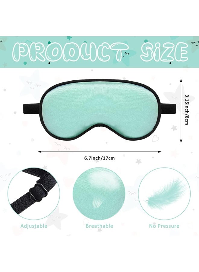 4 Pieces Eye Mask for Sleeping Kids Smooth Silk Soft Eye Cover with Adjustable Strap Blindfold for Sleeping Blocking Out Lights Childhood Kids Gift for Boys Girls (Green, Gray) - Image 2