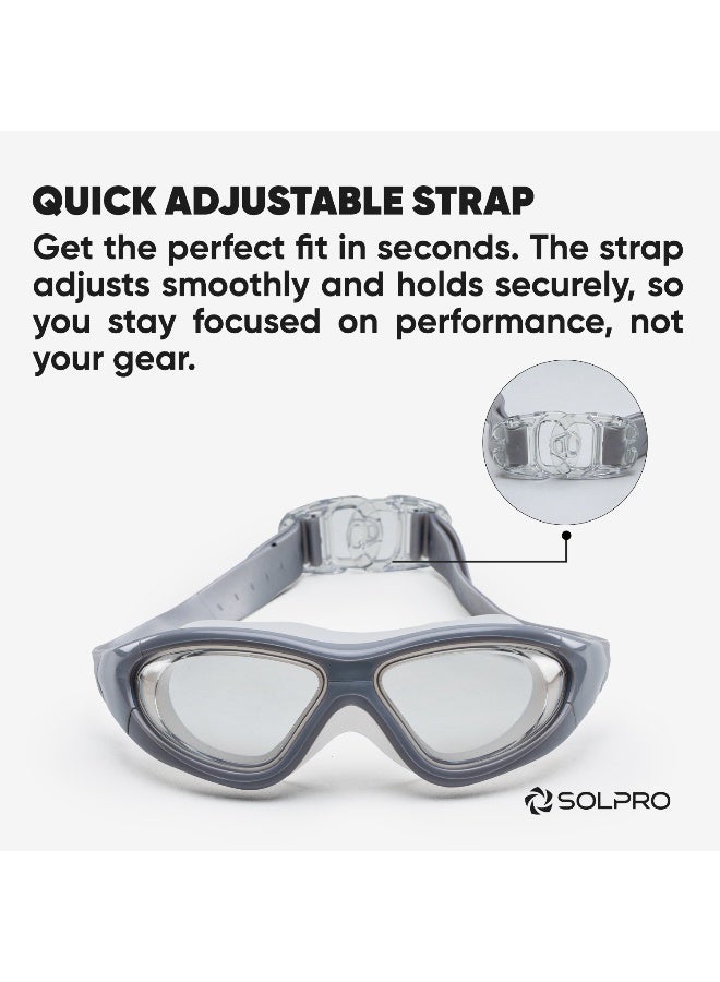SOLPRO Spectra Pro Adult Swimming Goggles (Grey/White) - Image 3