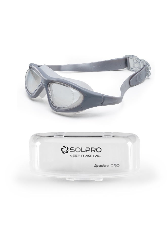 SOLPRO Spectra Pro Adult Swimming Goggles (Grey/White) - Image 1